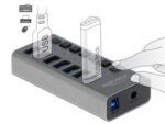 DELOCK USB hub 63669 με διακόπτες, 7x θυρών, 5Gbps, γκρι - 4043619636693 - Image 2