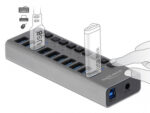 DELOCK USB hub 63670 με διακόπτες, 10x θυρών, 5Gbps, γκρι - 4043619636709 - Image 2