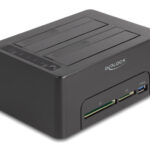 DELOCK docking station για 2.5" ή 3.5" SATA HDD/SSD 64183, 2 θέσεων, με card reader, 5Gbps, clone function, μαύρο - 4043619641833