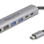 DELOCK USB hub 64232, 6x θυρών, 10Gbps, USB-C σύνδεση, γκρι - 4043619642328