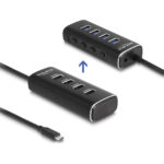 DELOCK USB hub 64233 με διακόπτες, 4 θυρών, 10Gbps, USB-C σύνδεση, μαύρο - 4043619642335