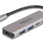 DELOCK USB hub 64239, 4x θυρών, 5Gbps, USB-C σύνδεση, γκρι - 4043619642397
