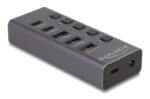 DELOCK USB hub 64248 με διακόπτες, 5x θυρών, 5Gbps, USB/USB-C σύνδεση, γκρι - 4043619642489