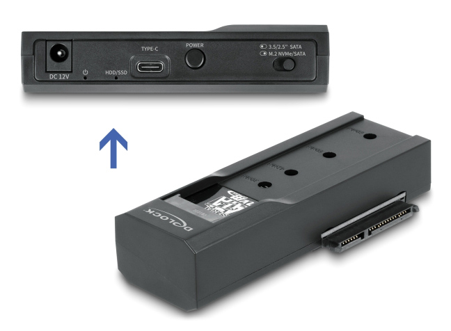 64253 DELOCK docking station για M.2 NVMe/SATA ή 2.5"/3.5" SSD/HDD 64253, 10Gbps, μαύρο - 4043619642533 - Image 1