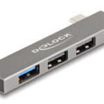 DELOCK USB hub 64274, 3x θυρών, 10Gbps, USB-C σύνδεση, γκρι - 4043619642748