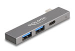 DELOCK USB hub 64275, 3x θυρών, 5Gbps, USB-C σύνδεση, γκρι - 4043619642755