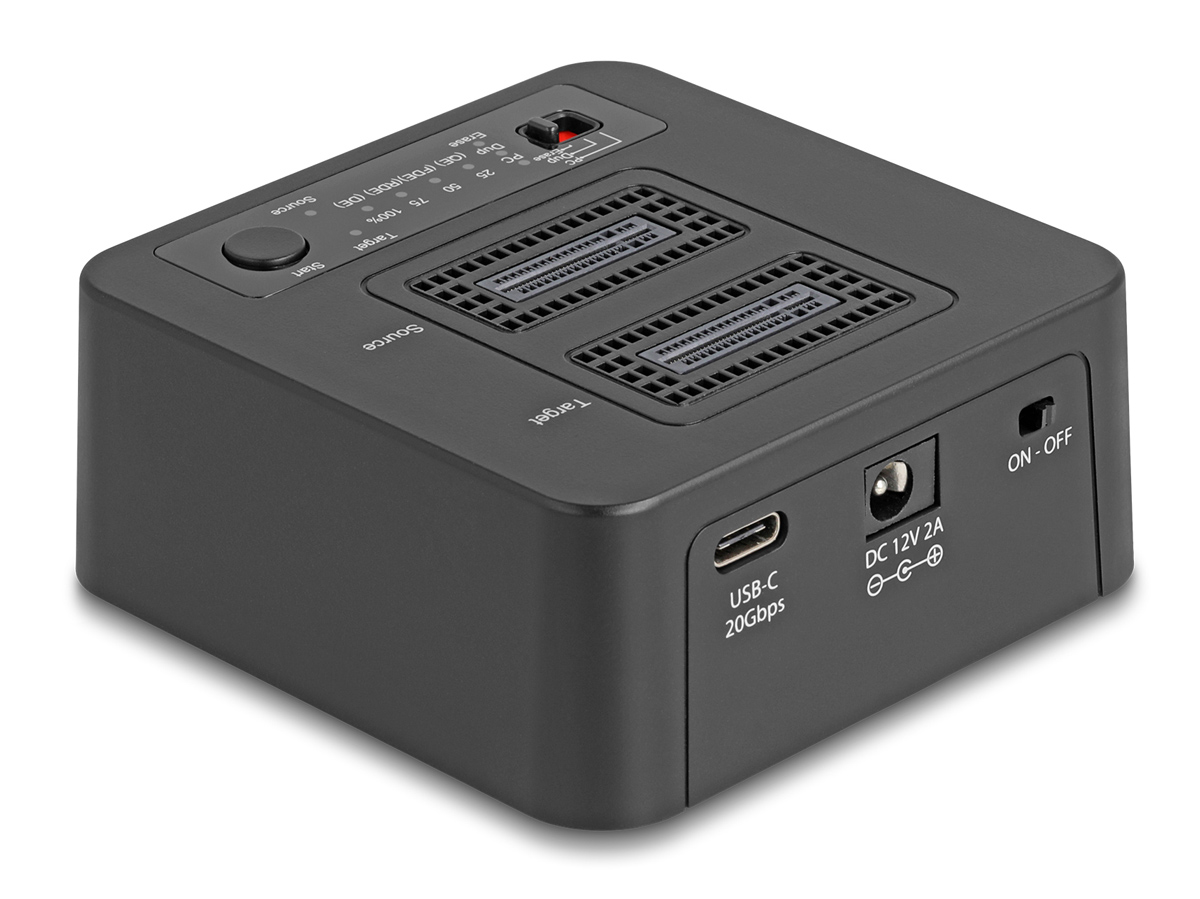 64300 DELOCK docking station για M.2 NVMe SSD 64300, 2 θέσεων, 20Gbps, clone/erase function, μαύρο - 4043619643004 - Image 1