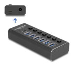 DELOCK USB hub 64326 με διακόπτες, 7x θυρών, 10Gbps, USB/USB-C σύνδεση, μαύρο - 4043619643264
