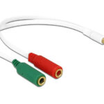 DELOCK καλώδιο 3.5mm 4-pin σε 2x 3.5mm 3-pin θηλυκό 65447, λευκό - 4043619654475