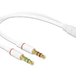 DELOCK καλώδιο 3.5mm 4-pin jack σε 2x 3.5m 3-pin 65585, λευκό - 4043619655854