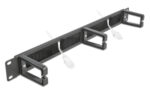 DELOCK cable management 66488, 19"/1U rack, 3x γάντζοι & βούρτσα, μαύρο - 4043619664887 - Image 2