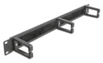 DELOCK cable management 66488, 19"/1U rack, 3x γάντζοι & βούρτσα, μαύρο - 4043619664887