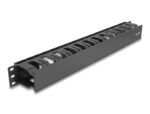 DELOCK cable management 67021 για rack 19"/1U, 2 ανοίγματα, πλαστικό, μαύρο - 4043619670215