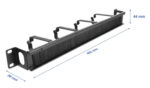 DELOCK cable management 67033, 19"/1U rack, 4x γάντζοι & βούρτσα, μαύρο - 4043619670338 - Image 2