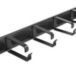DELOCK cable management 67033, 19"/1U rack, 4x γάντζοι & βούρτσα, μαύρο - 4043619670338