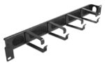 DELOCK cable management 67033, 19"/1U rack, 4x γάντζοι & βούρτσα, μαύρο - 4043619670338