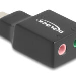 DELOCK εξωτερική κάρτα ήχου 67128, 2x 3.5mm, USB-C σύνδεση, μαύρη - 4043619671281