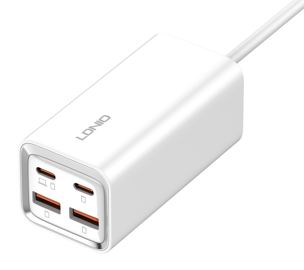 6933138601006 LDNIO σταθμός φόρτισης A4610C, 2x USB-C & 2x USB, 65W, PD/QC, λευκός - - Image 1