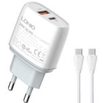 LDNIO φορτιστής τοίχου Q229 με καλώδιο, USB & USB-C, 20W PD, λευκός -