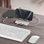 LDNIO USB hub DS-26U με θύρα δικτύου, 6 θυρών, USB-C σύνδεση, 100W PD, λευκό - 6933138601754 - Image 2