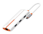 LDNIO USB hub DS-26U με θύρα δικτύου, 6 θυρών, USB-C σύνδεση, 100W PD, λευκό - 6933138601754