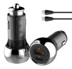 LDNIO φορτιστής αυτοκινήτου C1 με καλώδιο, USB & USB-C, 38W PD, μαύρος -