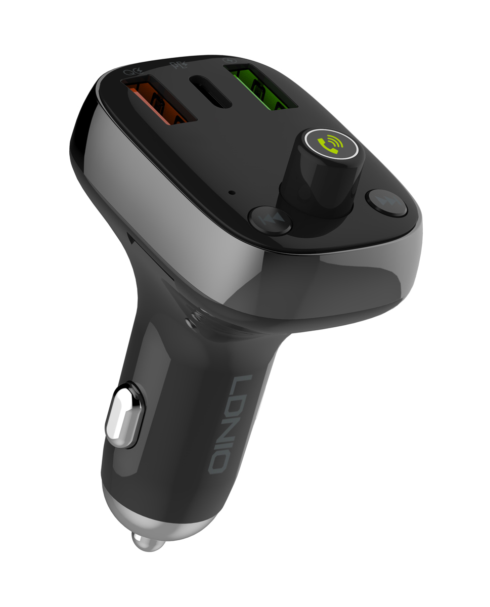 6933138690666 LDNIO FM Transmitter & φορτιστής C704Q, 2x USB/1x USB-C, 36W, Bluetooth, μαύρο - 6933138690666 - Image 1