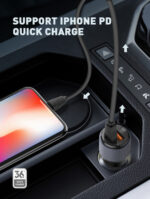 LDNIO φορτιστής αυτοκινήτου C510Q με καλώδιο, USB & USB-C, 38W, μαύρος - 6933138690949 - Image 2