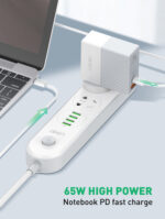 LDNIO φορτιστής τοίχου A2620C με καλώδιο, USB & USB-C, 65W PD, λευκός - 6933138691137 - Image 2