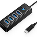 ORICO USB hub PW4U-C3, 4x θυρών, USB 3.0, 5Gbps, USB-C σύνδεση, μαύρο - 6941788855120