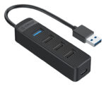ORICO USB hub TWU32-4A, 4x θυρών, USB 3.0, 5Gbps, USB σύνδεση, έξτρα τροφοδοσία, μαύρο - 6942227107848