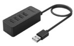 ORICO USB hub W5P-U2, 4x θυρών, USB 2.0, 480Mbps, USB σύνδεση, 1m καλώδιο, μαύρο - 6942227107886