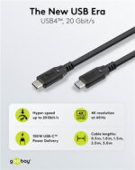 GOOBAY καλώδιο USB-C 74197, USB4, 100W, 20Gbps, 4K/60Hz, 2m, μαύρο - 4040849741975 - Image 2
