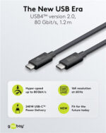 GOOBAY καλώδιο USB-C 74376, USB4, 240W, 80Gbps, 16K/60Hz, 1.2m, μαύρο - 4040849743764 - Image 2