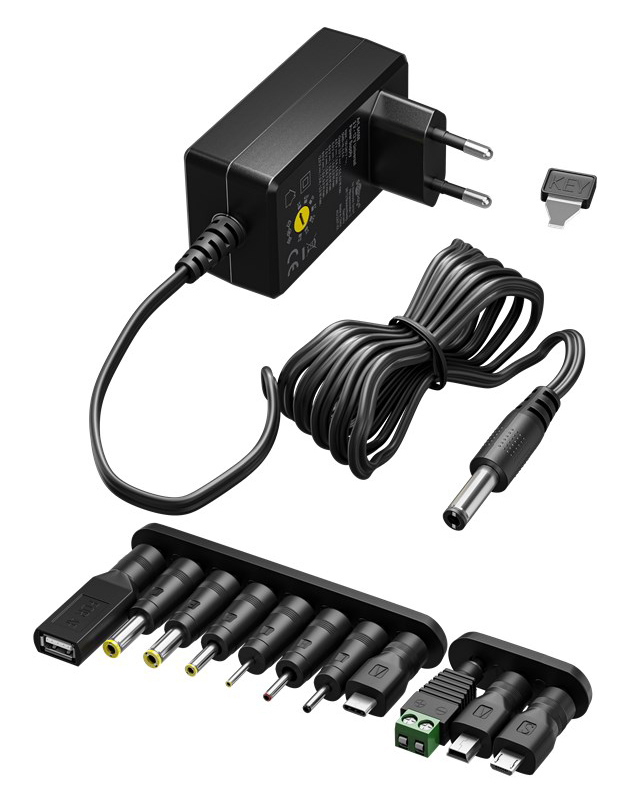 74436 GOOBAY επιτοίχιος φορτιστής 74436, 5V-15V, 36W, 12 tips - 4040849744365 - Image 1