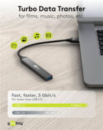 GOOBAY USB hub 74456, 4x θυρών, USB 3.2, 5Gbps, USB σύνδεση, γκρι - 4040849744563 - Image 2
