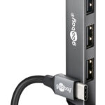 GOOBAY USB hub 74457, 4x θυρών, USB 3.2, 5Gbps, USB-C σύνδεση, γκρι - 4040849744570
