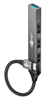 GOOBAY USB hub 74457, 4x θυρών, USB 3.2, 5Gbps, USB-C σύνδεση, γκρι - 4040849744570