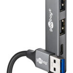 GOOBAY USB hub 74458, 4x θυρών, USB 3.2, 5Gbps, USB σύνδεση, γκρι - 4040849744587