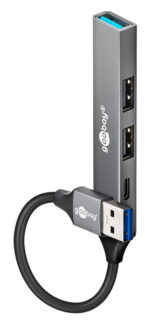 GOOBAY USB hub 74458, 4x θυρών, USB 3.2, 5Gbps, USB σύνδεση, γκρι - 4040849744587
