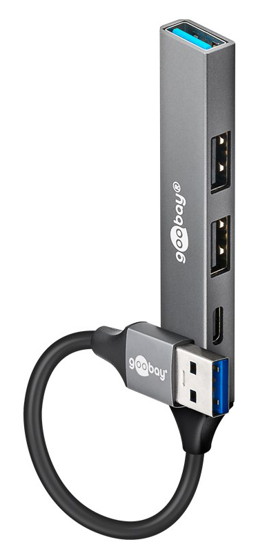 74458 GOOBAY USB hub 74458, 4x θυρών, USB 3.2, 5Gbps, USB σύνδεση, γκρι - 4040849744587 - Image 1