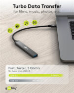 GOOBAY USB hub 74459, 4x θυρών, USB 3.2, 5Gbps, USB-C σύνδεση, γκρι - 4040849744594 - Image 2
