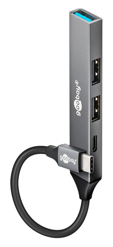 74459 GOOBAY USB hub 74459, 4x θυρών, USB 3.2, 5Gbps, USB-C σύνδεση, γκρι - 4040849744594 - Image 1