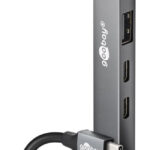 GOOBAY USB hub 74460, 5x θυρών, USB 3.2, 5Gbps, 100W, USB-C σύνδεση, γκρι - 4040849744600