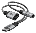 GOOBAY αντάπτορας USB-C σε 3.5mm & USB-C 74524, 60W, 480Mbps, γκρι - 4040849745249