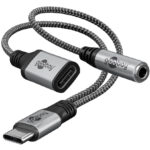 GOOBAY αντάπτορας USB-C σε 3.5mm & USB-C 74524, 60W, 480Mbps, γκρι - 4040849745249