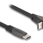 DELOCK καλώδιο USB-C 80751, 60W, flat, γωνιακό, 480 Mbps, 1m, μαύρο - 4043619807512