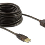 DELOCK καλώδιο USB 2.0 αρσενικό σε θηλυκό 82308, active, 5m, μαύρο - 4043619823086