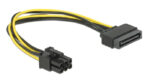 DELOCK καλώδιο τροφοδοσίας SATA 15-pin σε 6-pin PCI Express 82924, 20cm - 4043619829248