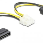 DELOCK καλώδιο EPS 8pin σε 2x SATA 15pin 83020, 15cm - 4043619830206